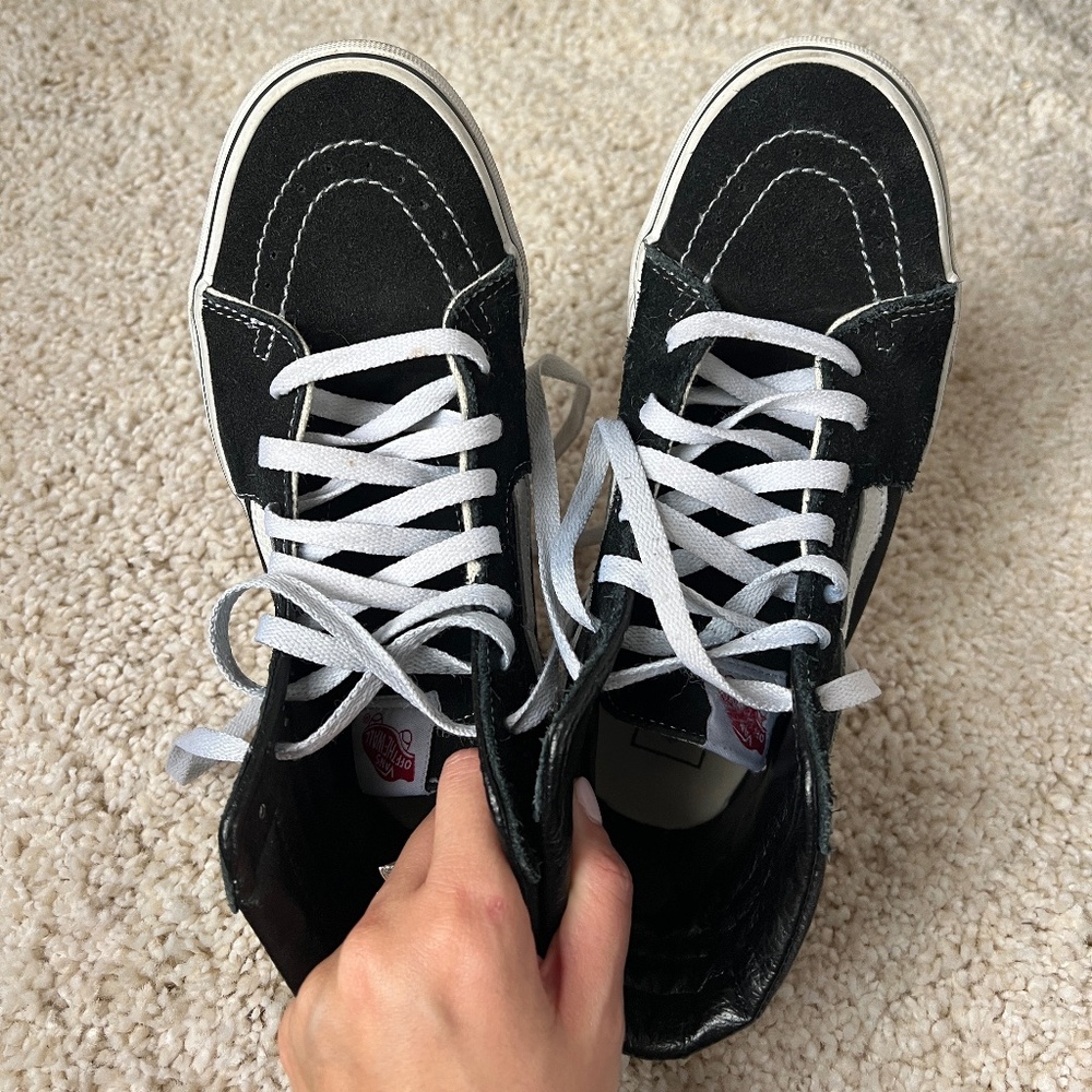 Vans SK8 High Top Sneaker, black & white size 8.5 women